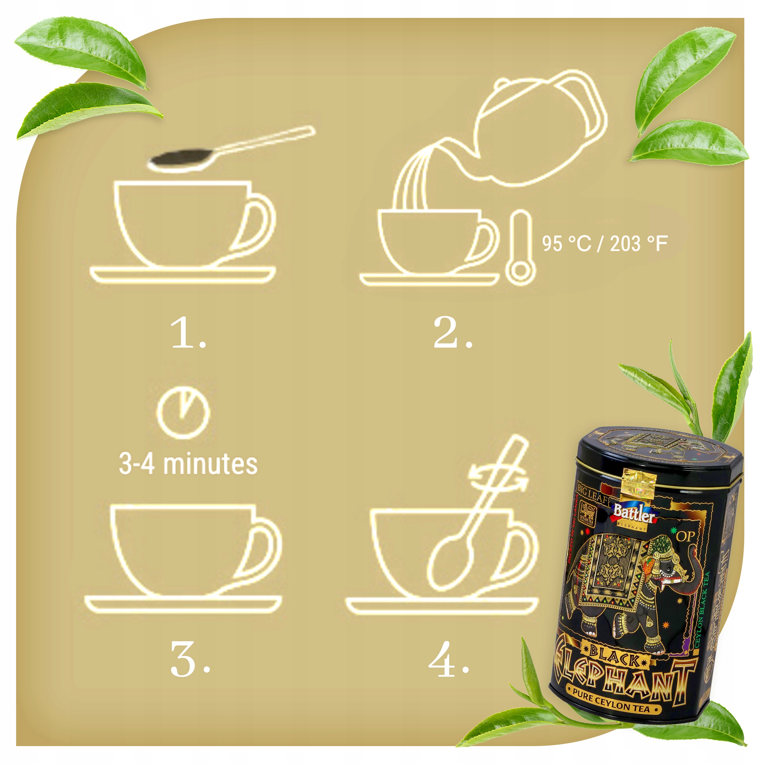 Herbata Battler Ceylon Elephant Black OP puszka 100g