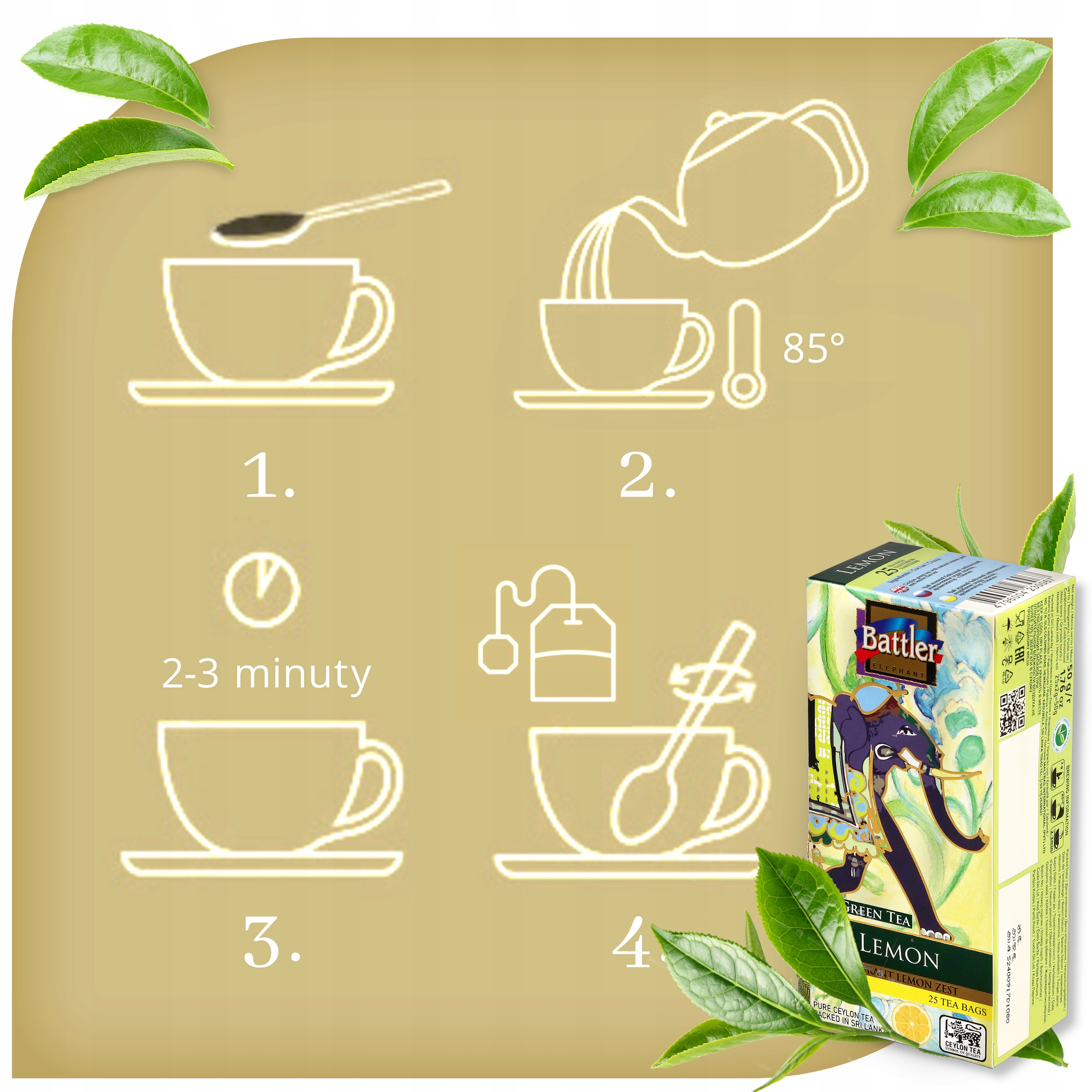 Herbata Battler Original Green 25 szt Lemon