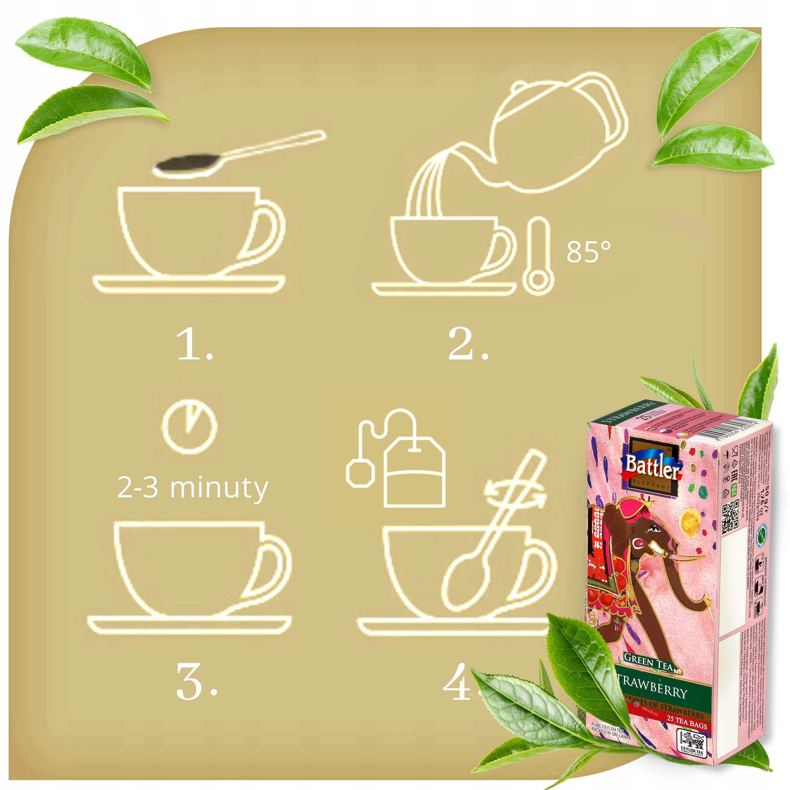 Herbata Battler Original Green 25 szt Strawberry