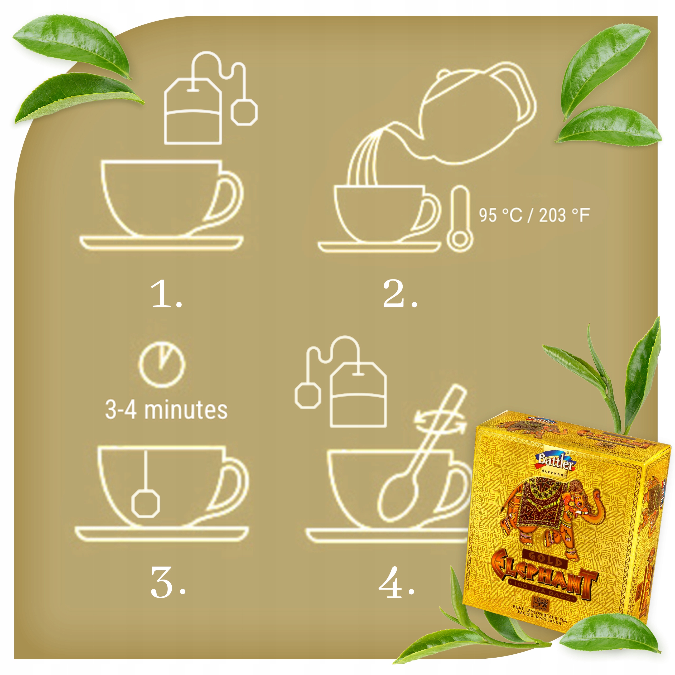 Herbata Battler Ceylon Elephant Gold 100szt