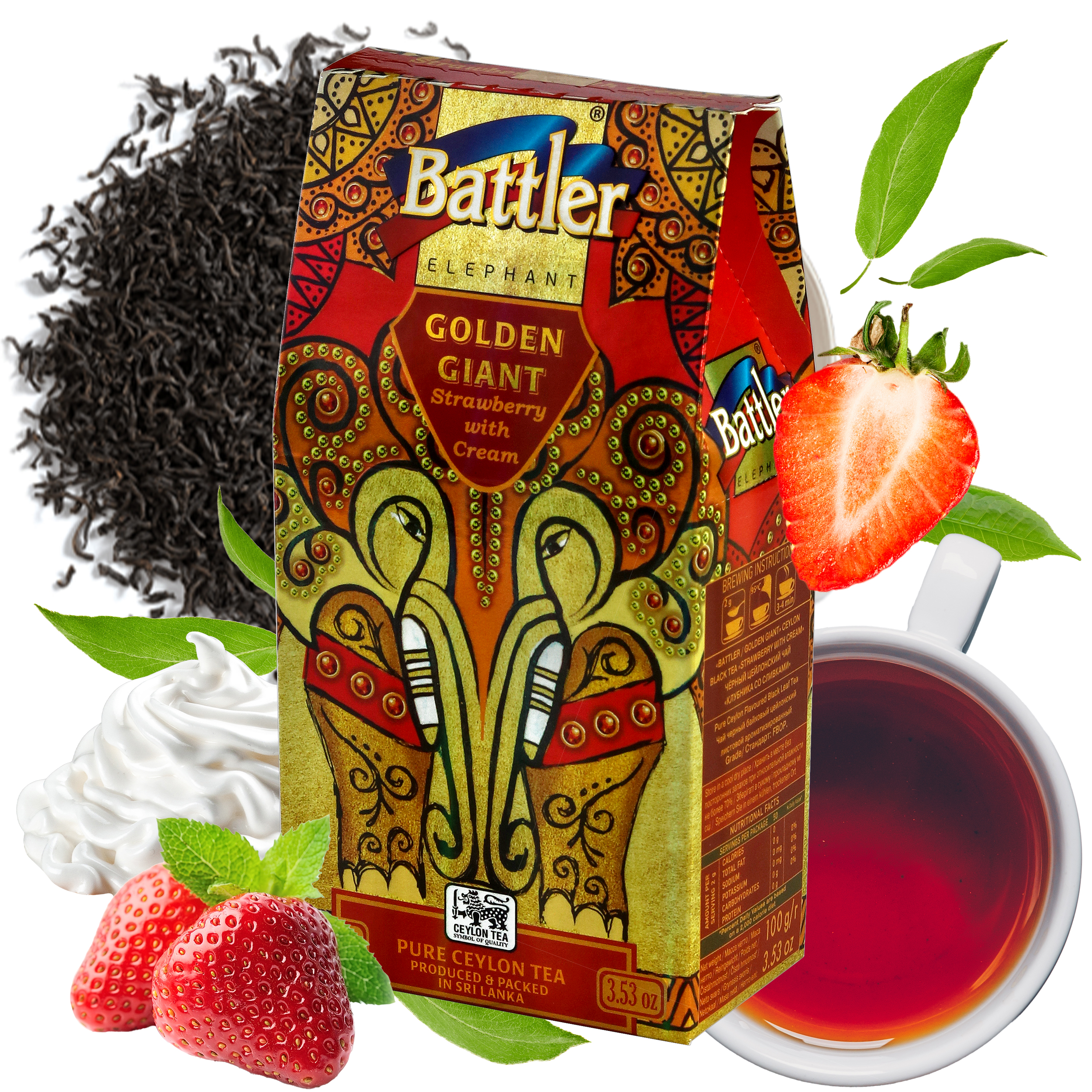 Herbata Battler Golden Giant Strawberry with Cream pouch