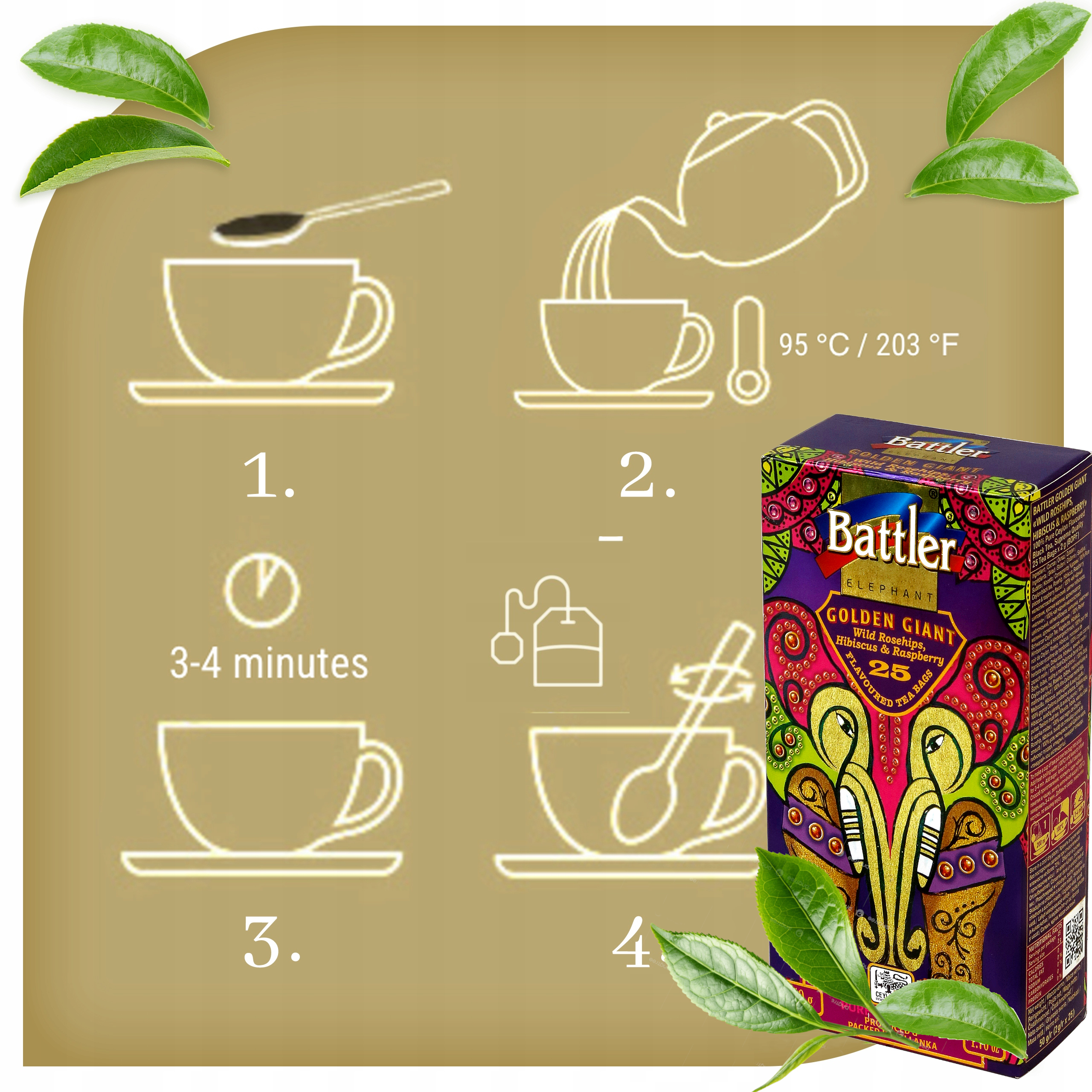 Herbata Battler Golden Giant Wild Rosehips, Hibiscus & Raspberry 25 szt.