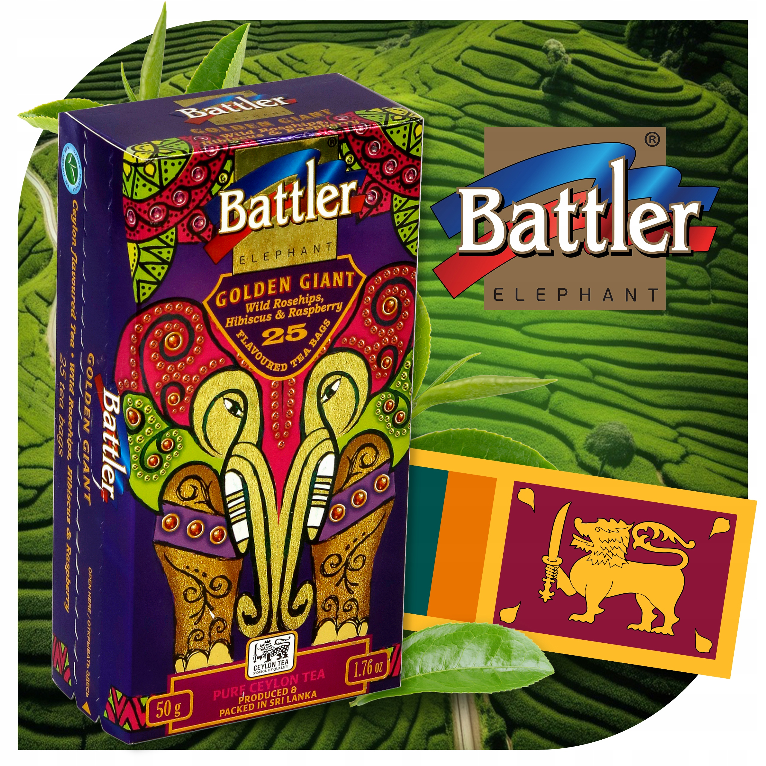 Herbata Battler Golden Giant Wild Rosehips, Hibiscus & Raspberry 25 szt.