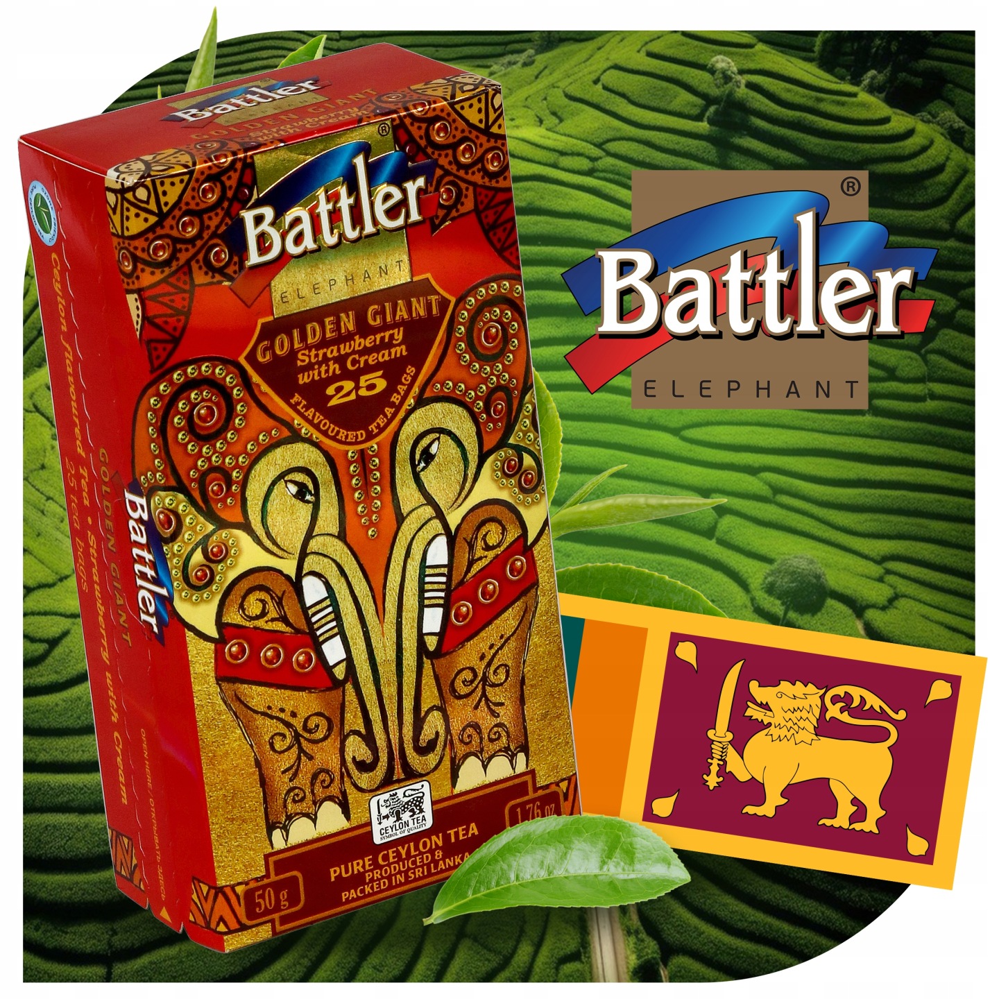 Herbata Battler Golden Giant Strawberry with Cream 25+5 szt