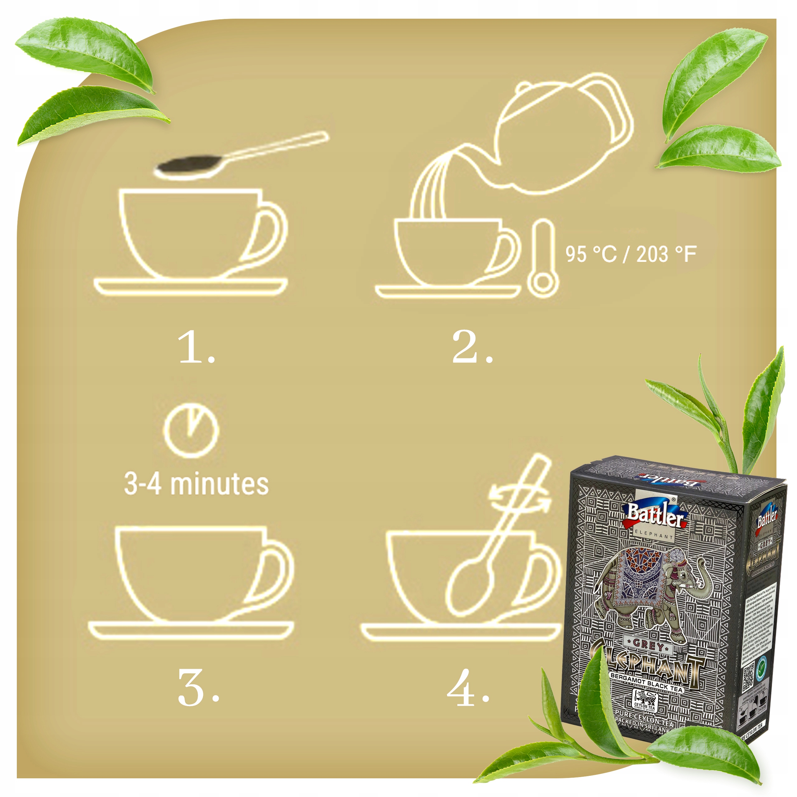 Herbata Battler Ceylon Elephant Grey Earl Grey kartonik 200g
