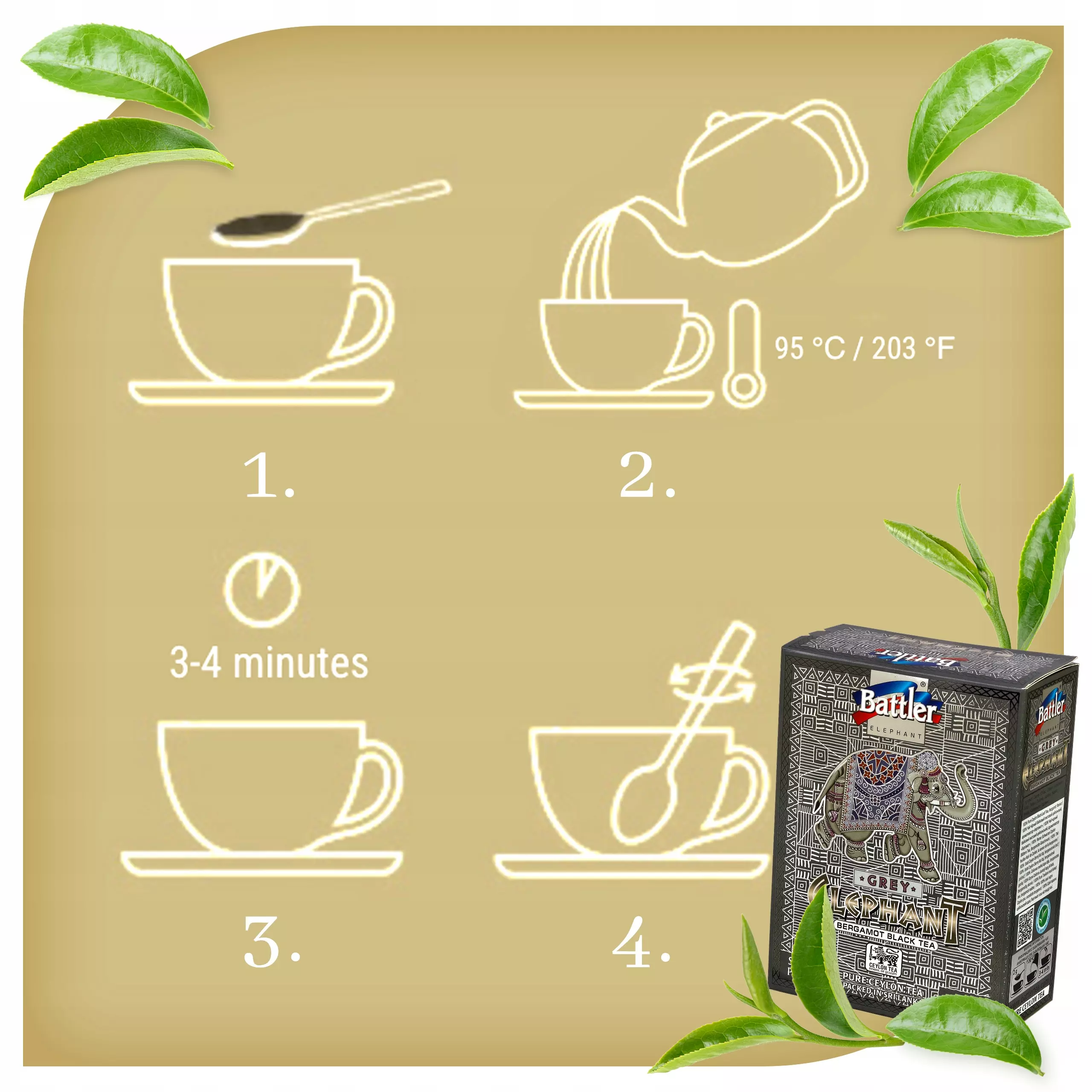 Herbata Battler Ceylon Elephant Grey Earl Grey kartonik 200g